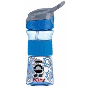 Nuby - Flip-It Beker met zachte tuit uit Tritan™ - Drinkfles voor kinderen - Sportbeker met flip-it systeem - 360ml - Blauw - 3+ jaar