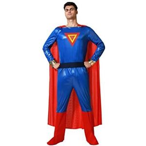 Atosa Superheldenkostuum voor heren, superman-kostuum, complete cosplay, comic-karakter, overall met cape, blauw, rood, goud, party, Halloween, carnaval, XS-S