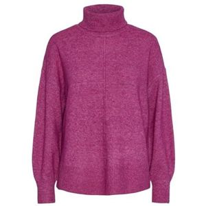 PIECES Dames Pcmalou Ls Rollneck Knit Noos Bc gebreide trui, Festival Fuchsia/Detail: melange, XS