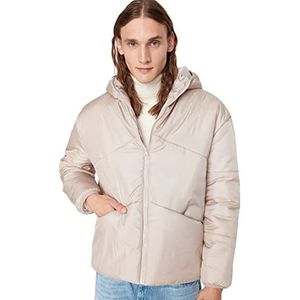 Trendyol Heren capuchon effen oversized winterjas jas, steen, M, Steen, M