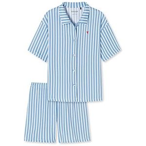 Schiesser Meisjespyjama, korte pyjama, wit lichtblauw bedrukt, 140, Wit lichtblauw bedrukt, 140 cm
