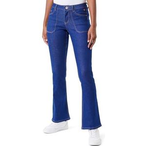 Cream Dames Jeans Slim Fit Bootcut Legs Regular Waistband Midrise Waist, Bennie Blue Denim, 33W