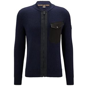 BOSS Heren Knitwear Knitted_Jacket, Dark Blue, XL