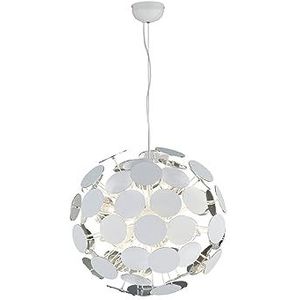 Trio Leuchten Hanglamp Discalgo 309900631, metaal wit mat, kunststof schijven wit/zilver, excl. 6x E14, 54 x 54 x 150 cm