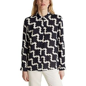 ESPRIT Collection Crêpe blouse met moderne print, zwart, 36