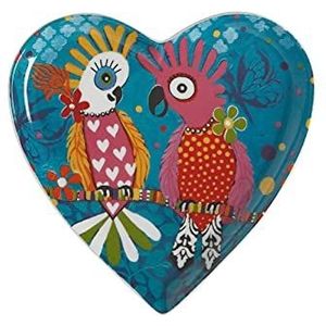 Maxwell & Williams Love Hearts Hartvormig Ontbijtbord met Babbelmotief, Porseleinen Gebaksbordje in Geschenkverpakking, Teal, 15,5 Centimeter