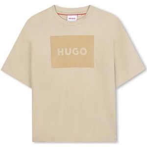 HUGO - Shirt - Camel - Jersey - Kwartmouw - Normale Pasvorm