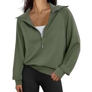 Trendy Queen Womens Oversized Sweatshirts Half Zip Pullover Long Sleeve Quarter Zip Hoodies Teen Girls Fall Y2K Clothes 2025 ArmyGreen L