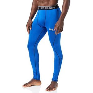 MEETYOO Mannen Leggings, Sport Compressie Panty Sneldrogende Basislaag Bodem Training Broek Voor Running Fietsen Workout Gym, Blue-2, M