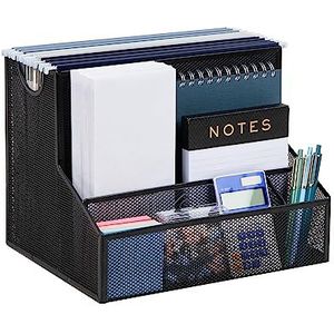 Mind Reader DEEPORG-BLK Opbergmand voor A4-papier, legale documenten, mappen en tijdschriftenhouder, kantoororganisatie, zwart 4 comp