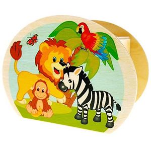 Hess-Spielzeug houten speelgoed 15217 - spaarpot van hout met sleutel, serie jungledieren, handgemaakt, cadeau voor kinderen voor verjaardag, ca. 11,5 x 8,5 x 6,5 cm groot