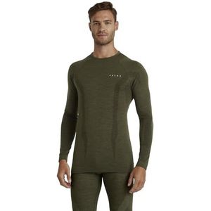 FALKE Heren Top van onderlaag Wool-Tech Round Neck M L/S SH Thermo Sneldrogend Warm 1 Stuk, Groen (Olive 7830), M