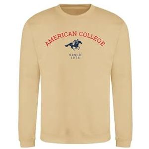AMERICAN COLLEGE USA Sweatshirt met print, warme kleding, uniseks, kinderen, jongens en meisjes, casual, model ACSCRW3, beige, 16 jaar, Beige, 16 ans