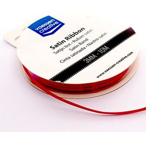 Vaessen Creative 301002-0009 Satijnen lint rood, 3 mm x 10 meter, lint, decoratief lint, cadeaulint en stoffen lint voor bruiloft, doop en verjaardagscadeaus, 3 mm