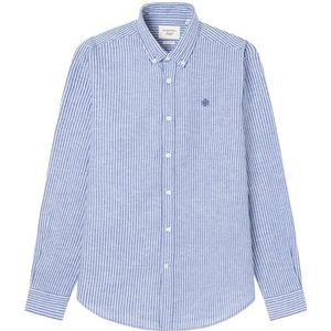 SPRINGFIELD Linen Stripes European Flax Herenhemd, Maritiem Blauw, S