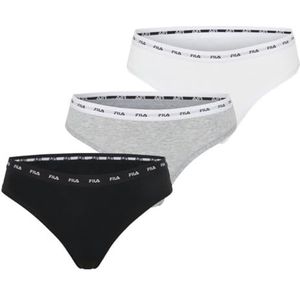 String voor dames, katoen, damesondergoed, comfortabel en onzichtbaar (3 stuks), Zwart/Grijs/Wit, XS