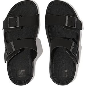 Fitflop Gogh Moc lederen glijbaan voor heren met gesp sandaal, Zwart, 41 EU