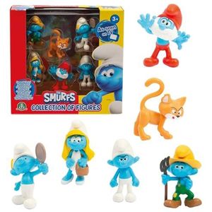 Les Smurfen, set met 6 figuren 5,5 cm, waarvan 1 exclusief Azrael figuur, speelgoed voor kinderen vanaf 3 jaar, PUF142