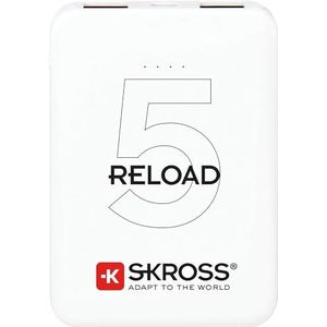 SKROSS | 1.400120 | Reload 5 | Witte Powerbank Oplader 5000mAh en 2 USB Stopcontacten 5V / 2A max