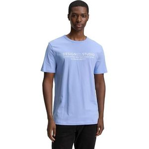 TOM TAILOR DENIM - Shirt - Duifblauw - Ronde Hals - Kwartmouw