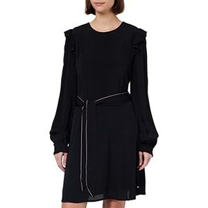 Tommy Hilfiger Dames Moss Crêpe Effen Korte Jurk Ls Fit & Flare, Zwart, 62