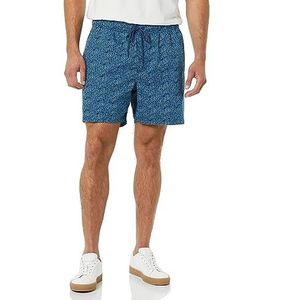 Amazon Essentials Men's Hardloopshort met trekkoord in de zoom en binnenbeenlengte van 15 cm, Indigo Marineblauw Palmbomen, S