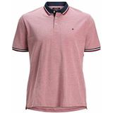 JACK & JONES PLUS SIZE Slim Fit Polo JJEPAULOS Plus Size met Contrastbies Rio Red