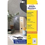 AVERY Zweckform 6252-10 vierkante etiketten (200 zelfklevende etiketten, 45 x 45 mm op A4, QR Code stickers om te bedrukken, zelfklevend, permanent hechtende QR Code etiketten) 10 vellen, wit