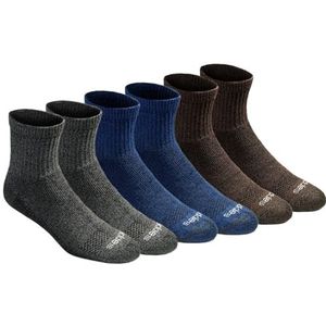 Dickies Dri-Tech Moisture Control Quarter Sokken voor heren Multi-Pack, Grijs/Blauw/Bruin (6 paar), Grijs/Blauw/Bruin (6 paar), Medium