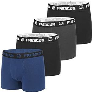 FREEGUN Calecon Boxershorts voor heren, katoen, effen, 4 stuks, Zwart, XL