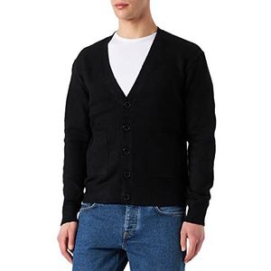 Urban Classics Chunky Gebreid herenvest met zijzakken en knoopsluiting, jas voor mannen verkrijgbaar in 3 kleuren, maten S - 5XL, zwart, XL