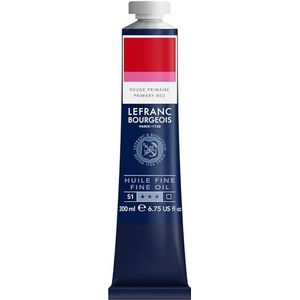 Lefranc Bourgeois 301816 Fijne olieverf van uitstekende kwaliteit, lichtecht met een gelijkmatige consistentie, tube van 200 ml, ideaal voor spieraammen, canvas, schilderbord - Primair rood