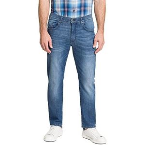 Pioneer Heren broek 5 Pocket Stretch Denim Jeans, Blue Used Buffies, 36W / 38L, Blauwe Gebruikte Buffies, 36W x 38L
