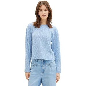 TOM TAILOR Denim T-shirt met lange mouwen voor dames, 34958 - blauw wit gemêleerd, XXL