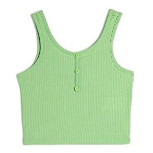 Koton Meisjes Crop Top Mouwloos Dikke Strappy Knop Detail Shirt, groen (786), 11-12 Jaar