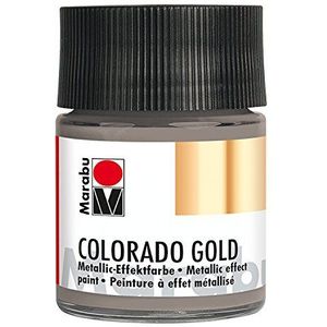 Marabu 12640005772 Metallic effectverf, Colorado Gold metallic antraciet, 50 ml, op waterbasis, lichtecht, weerbestendig, sneldrogend, voor kwasten en stippen op absorberende ondergronden