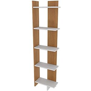 DECOROTIKA - Alice 5-plank moderne display hoek unit boekenkast boekenplank plank plank (wit en teak)