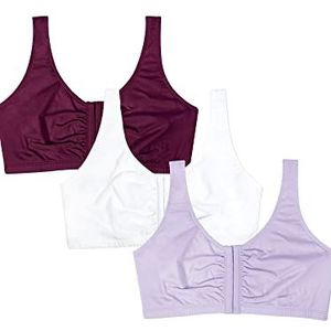 Fruit of the Loom Katoenen beha met voorsluiting voor dames, Lila Whisper/Wit/Paars Fluweel, 40