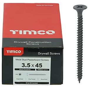 TIMCO PH2 Philips Gipsplaten Schroeven - 3,5 x 45 - Zwart - Doos van 1000