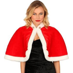 Widmann 10669 10669-kostuum Miss Santa, cape, schoudercape, omslag, omslag, kunstbont, rood-wit, Kerstmis, advent, Sinterklaas, elf, dames