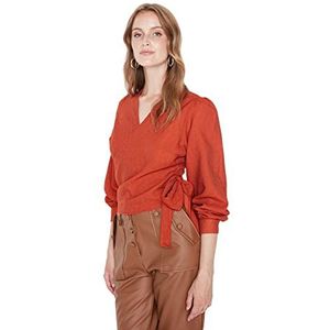 TRENDYOL Dames nauwsluitende basic Cache-Coeur geweven stof blouse, Tegels., 36