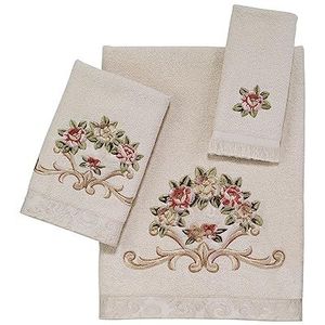 Avanti Linens - 3-delige handdoekenset, zacht en absorberend katoen, op bloemen geïnspireerde badkameraccessoires (Rosefan Collection)