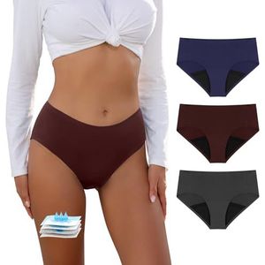 Carer Menstruatie Broek Heavy Flow met 50ML Instant Absorptie Pad Huidvriendelijke Waterdichte Stof Menstruatie Lekvrij Ondergoed Incontinentie Broek voor Vrouwen Blauw & Rood & Grijs Maat 3XL