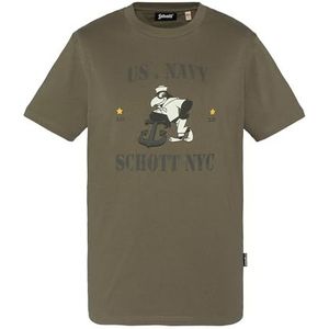 Schott NYC Tsparksley T-shirt voor heren, Groen, L