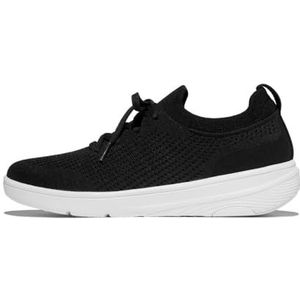 Fitflop - Super-Q Knit Slip-ON Laced Sneakers - Zwart - Textiel