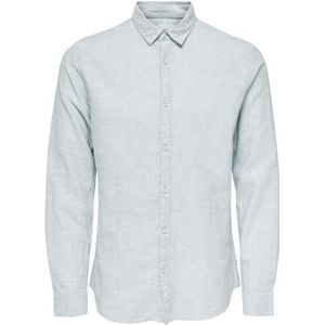 ONLY & SONS Onscaiden LS Solid Linen Businesshemd voor heren, slim fit, Cashmere Blue, S