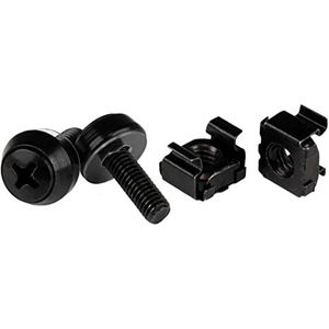 StarTech.com M5 kooimoeren, M5 schroeven, 50 stuks, kooimoeren en schroeven M5 x 12 voor serverrack en serverkasten, zwart (CABSCREWM5B)