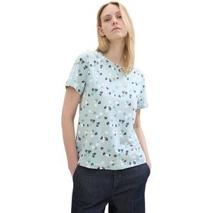 TOM TAILOR Basic T-shirt voor dames met print, 35316 - Blue Offwhite Flower, XXS