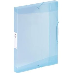 Viquel - Propysoft ordner met 3 kunststof kleppen, hoge capaciteit, A4-opbergdoos met kunststof etikettenlabel – blauw transparant