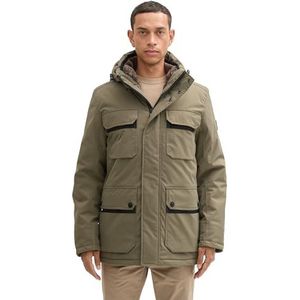 TOM TAILOR Winterjas voor heren met afneembare capuchon, 11848 - Jungle Soil Groen, S